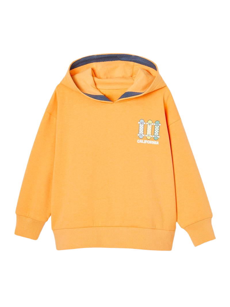 Jungen Kapuzensweatshirt mit Print und Recycling-Polyester - orange